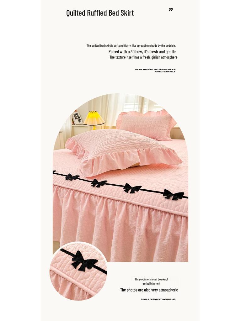 A-Grade Crinkled Double-Layer Bed Skirt & Cover: Non-Slip, Machine-Washable Mattress Protector