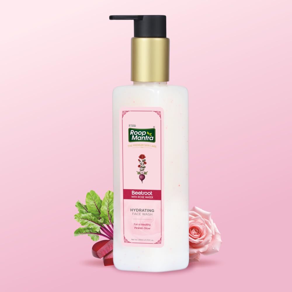 Roop Mantra Premium Beetroot With Rose Water Facewash 200ML Pack Of 1 For Hydrated Glowing Skin