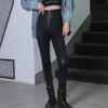 Women's High-Waisted Zipper Matte Leather Leggings - Fleece-Lined, Elastic, Slimming (Autumn/Winter 2020)