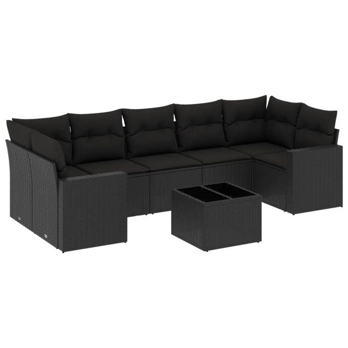 VidaXL Garden Lounge Set 8 Pcs with Cushions Black Braided Resin 3251072