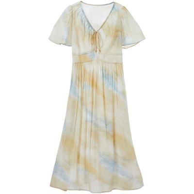 Betu Women's Summer V-Neck Tie-Dye Maxi Dress