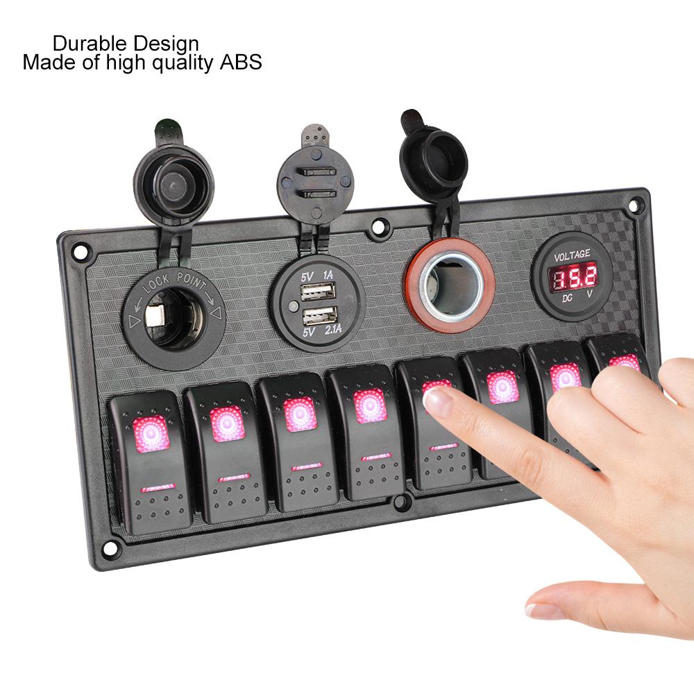 24V 12V Switch Panel 8 Buttons Car Light Toggle USB Chargers Power Adapter Caravan Accessories for Boat Van Truck Trailer Marine Battery Switches5