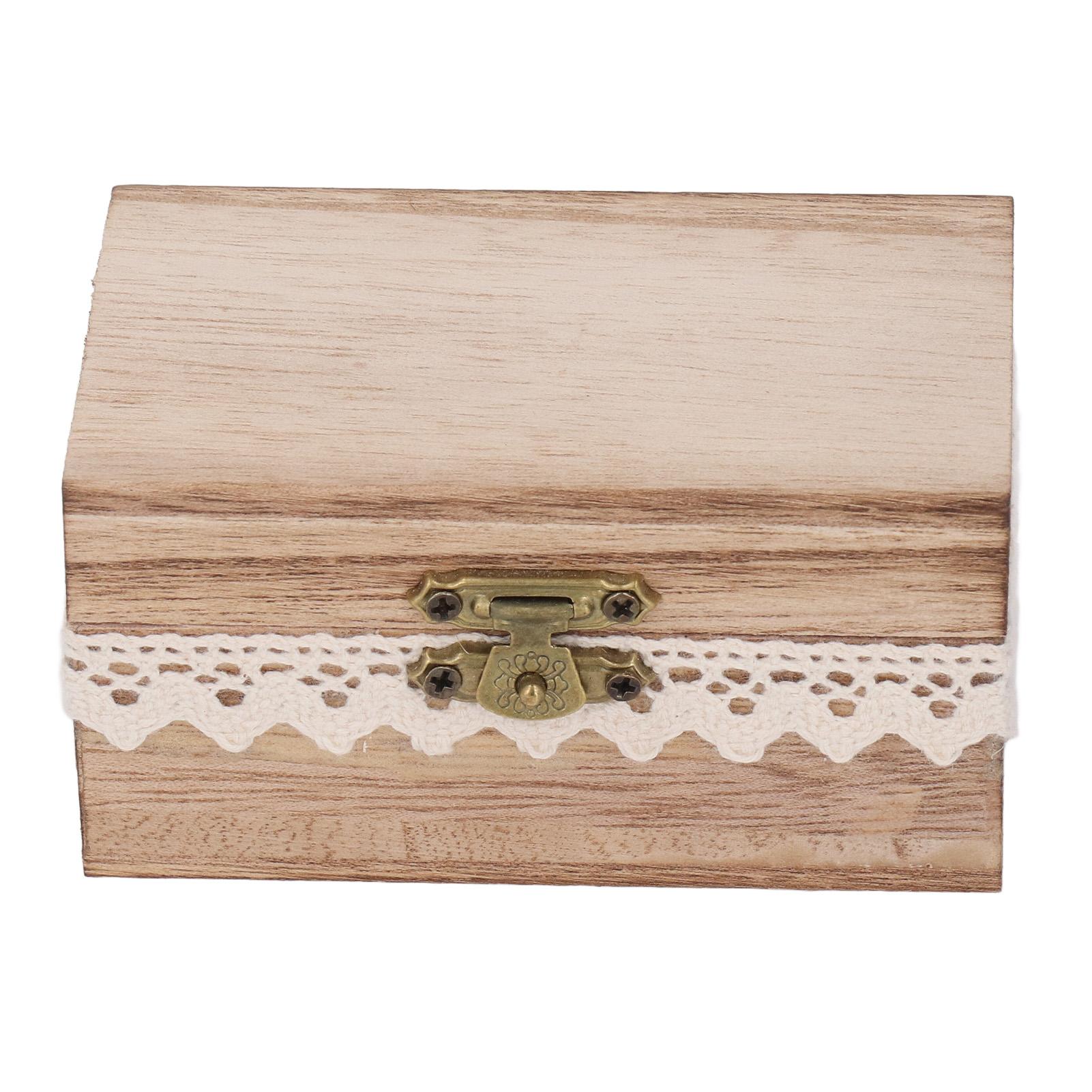 

Деревянная шкатулка для колец, стиль кантри, деревянная шкатулка для колец с кружевом для помолвки, свадьбы