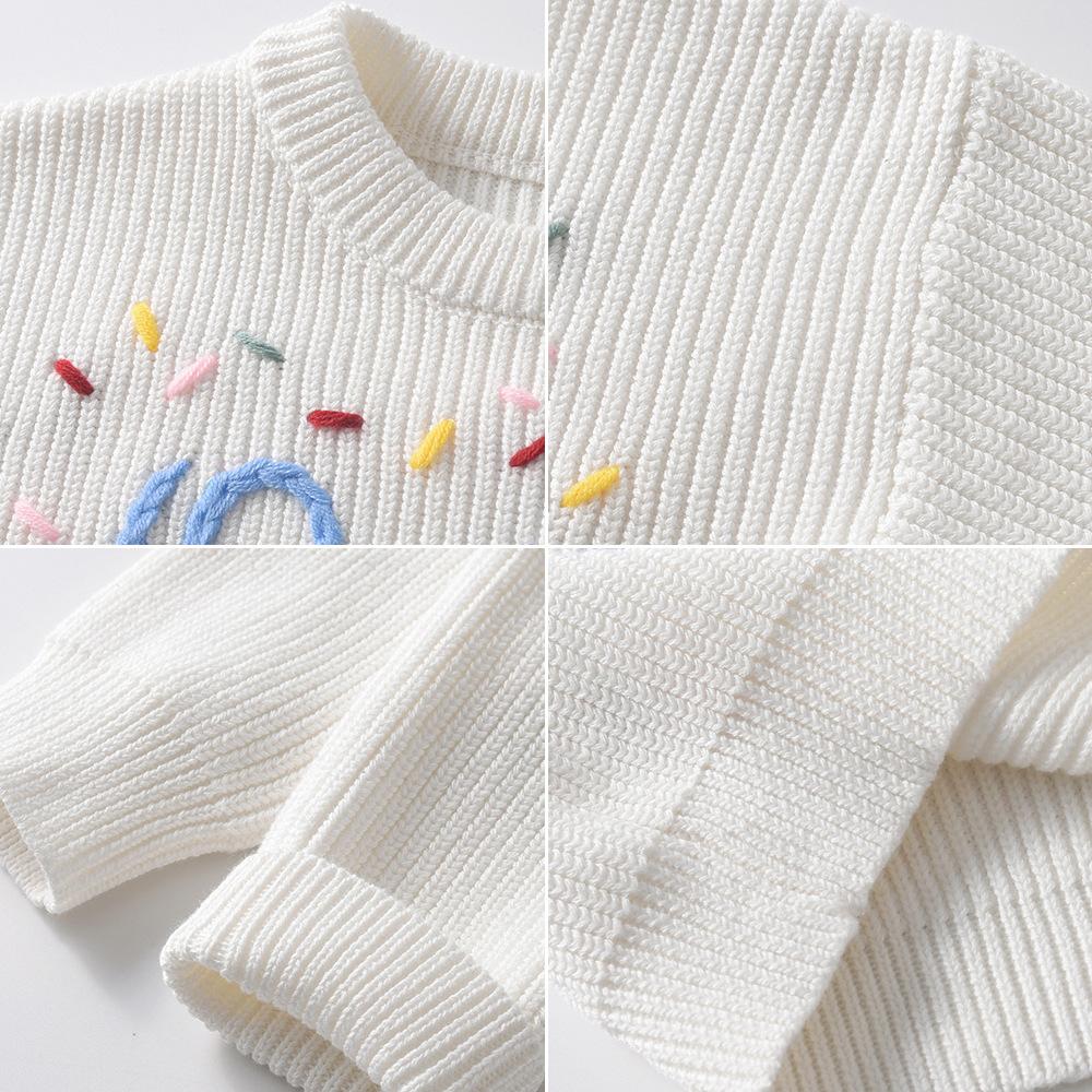 Autumn and Winter Baby Baby Bottoming Sweater Birthday Etsy Diys Hand-embroidered One Boy Girl Sweater