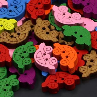 50 pezzi multicolore cartone animato auto farfalla 2 fori scrapbooking bottoni in legno cucito