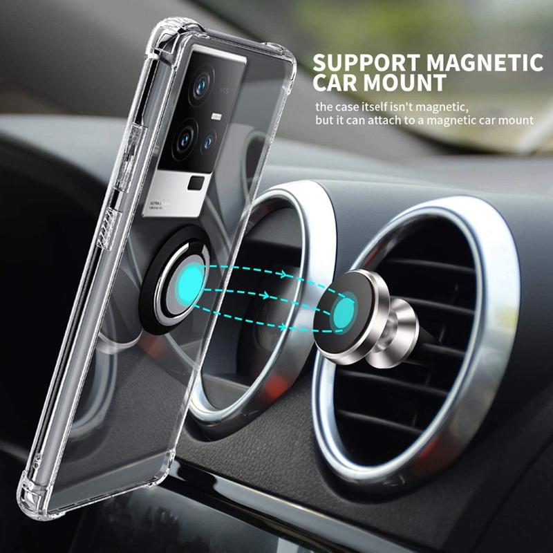 Ring Stand Clear Case For Vivo iQOO 11S Holder Bracket Shockproof Transparent Case For Iqqo 11 10 9 8 7 Pro Soft Silicone Phone Protective Cover Shell