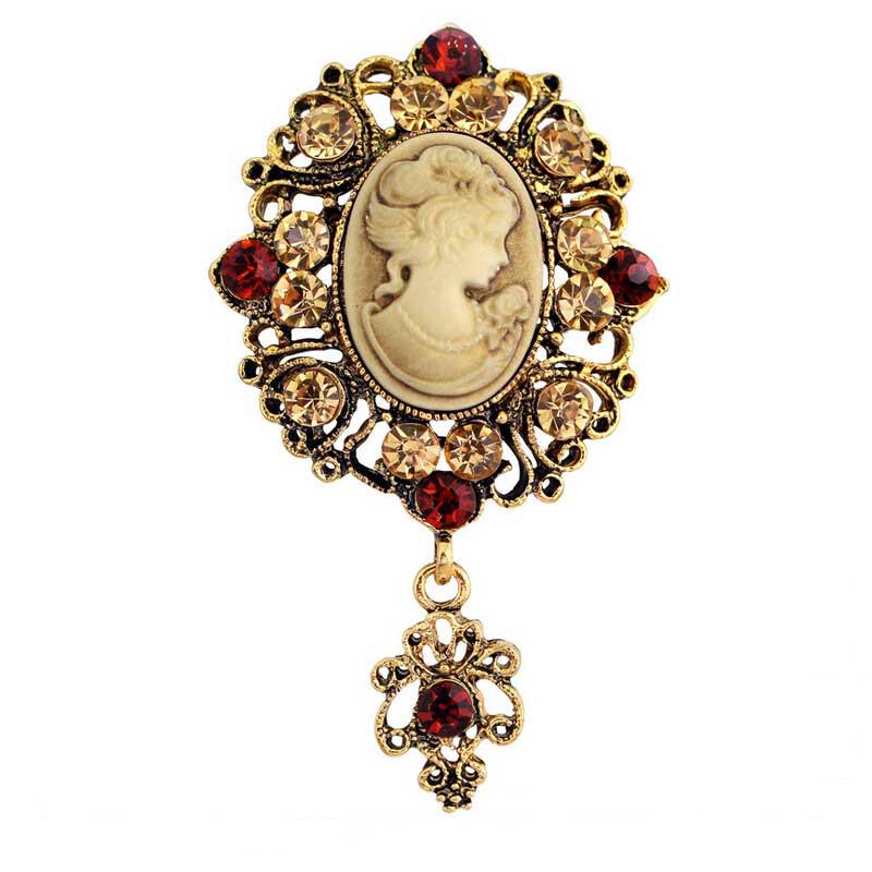 Elegant Retro European-American Women s Rhinestone Brooch - Antique Gold  Silver