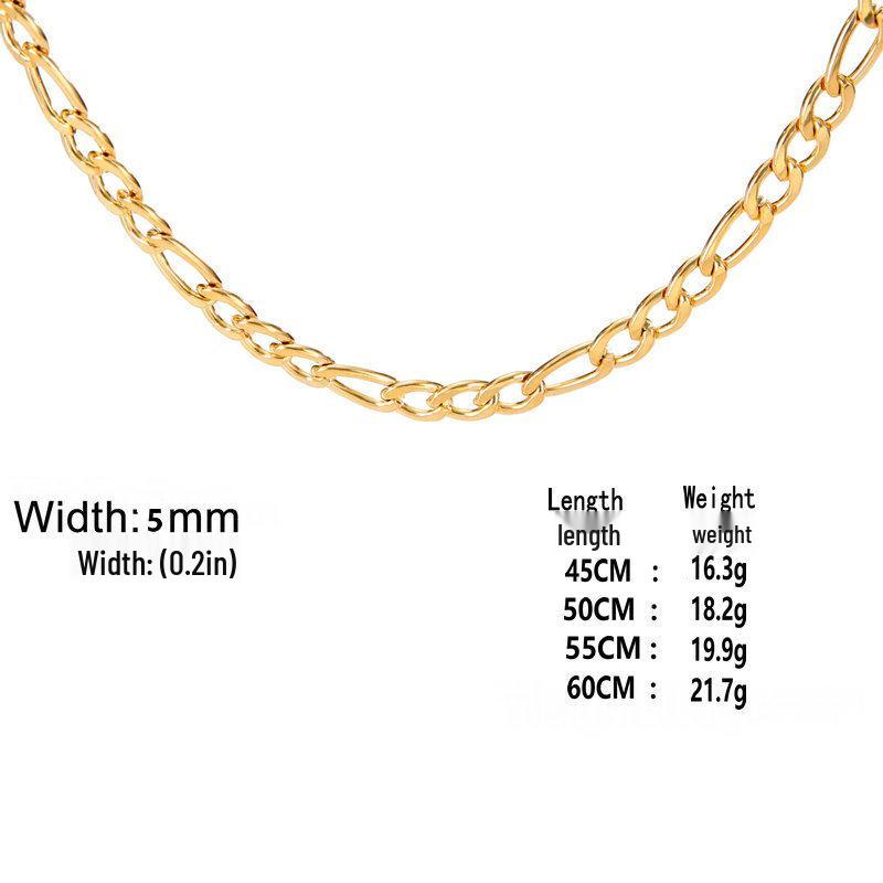 Pánský řetízek Figaro z nerezové oceli - Silný zlatý hip-hopový styl