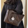 Bag Women's Large Capacity 2025 New Autumn and Winter High-end Brown College Student Class Shoulder Bag Commuter Tote Bag