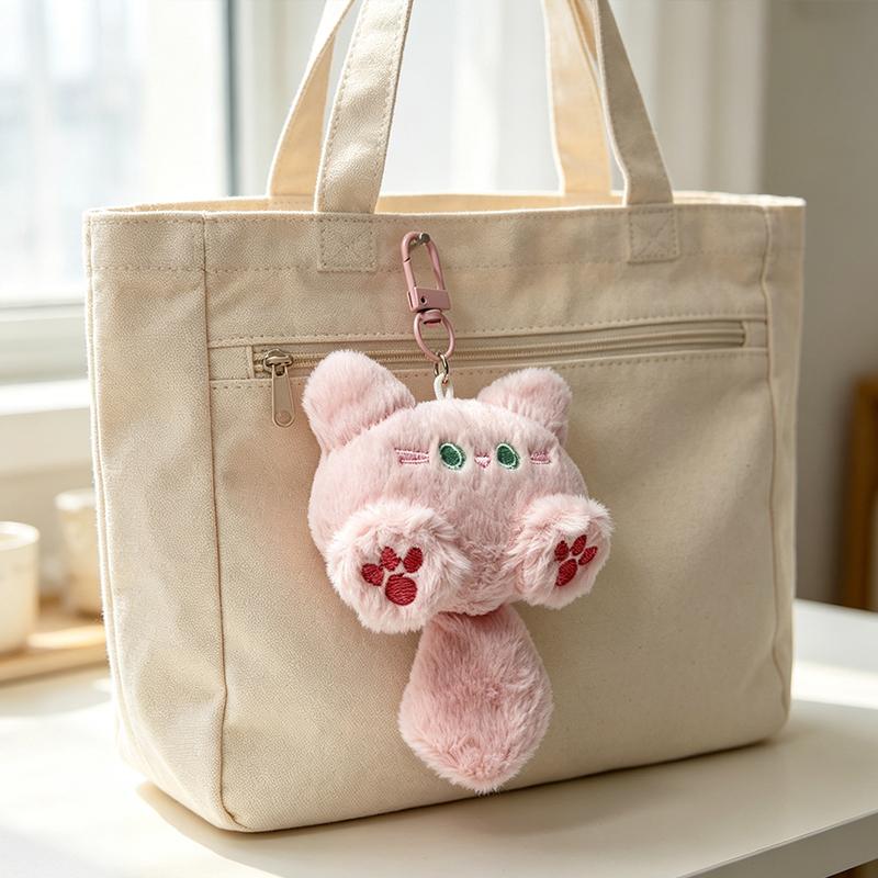 4 Pcs Cute Mini Cat Plush Keychains Soft Fluffy Kitten Stuffed Doll Pendants Small Animal Bag Charms Ornament Gift For Girls