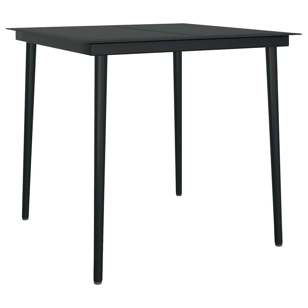 5 Piece Black Poly Rattan Outdoor Dining Set with Glass Table
