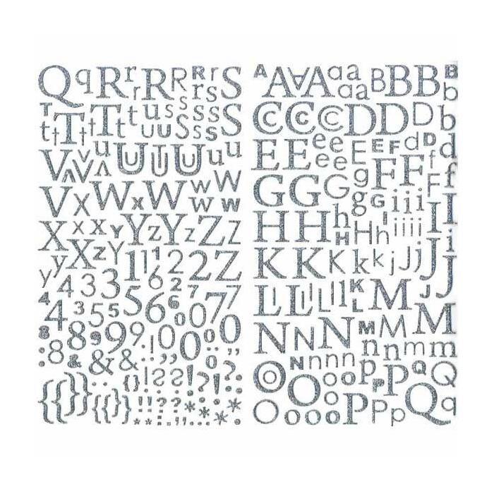 Alphabet autocollant paillettes argenté