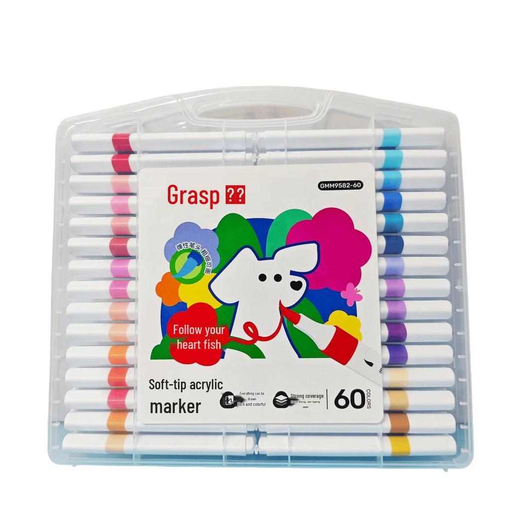 Water-Washable Non-Bleeding Acrylic Markers: Layerable Soft-Tip Watercolor Pens & Art Brushes for Elementary Students