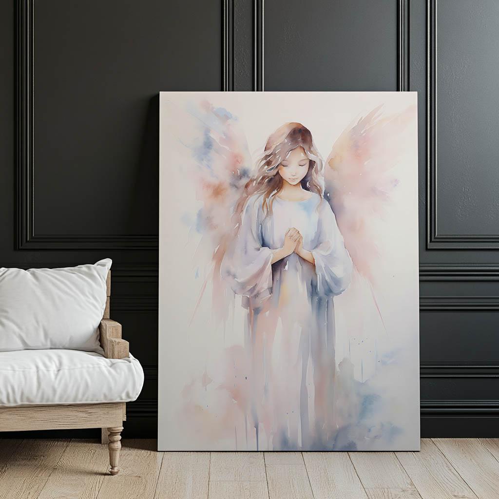 Anielska Delikatność W Pastelach Anielska Delikatność W Pastelach, 30X40 Cm, Rama Drewniana Ciemny Brąz, Papier Matowy 230 Gsm
