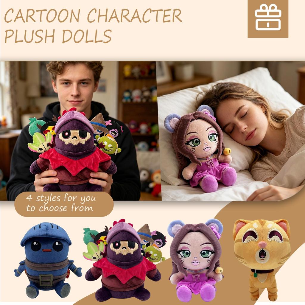 Soft Plush Stuffed Doll Toy with Animal Ear Hood Sitting Position Fabric Material Suitable for Children and Collectors