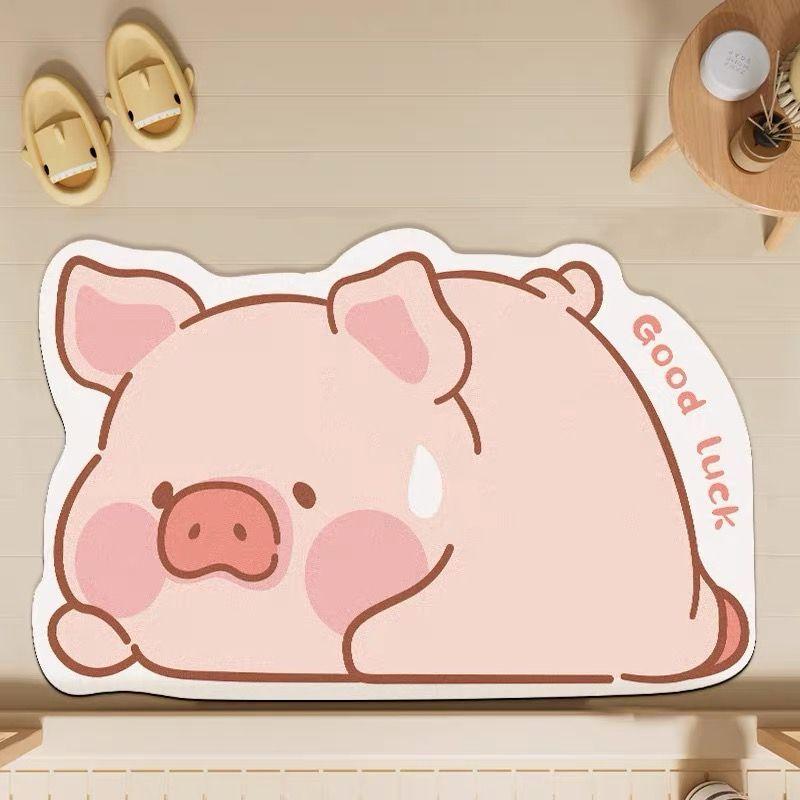 Lulu pig bathroom absorbent floor mat toilet diatom mud cushion non-slip quick-drying foot mat household door