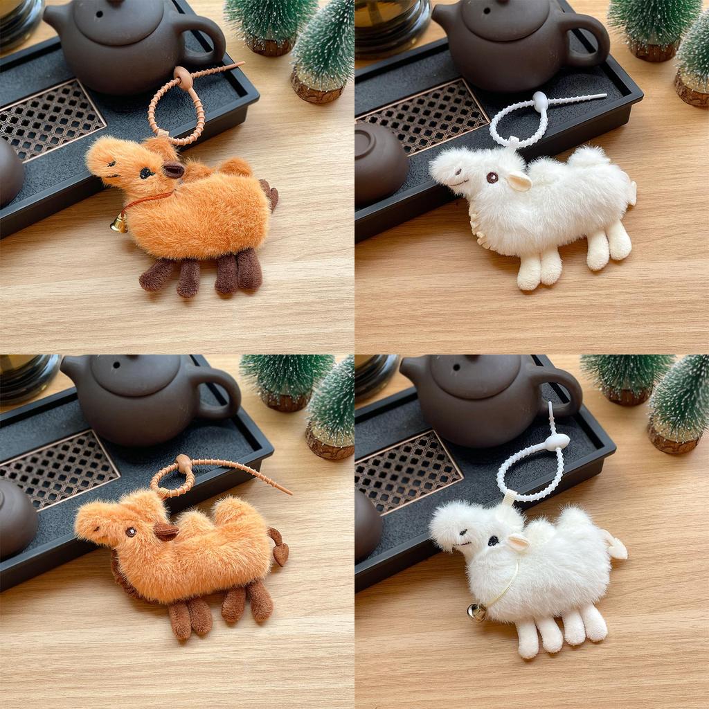 Mini Desert Camel Plush Keychain With Bell Cute Toy For Bag Decor