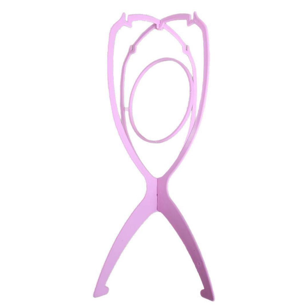 Barber Shop Folding Wig Stand - Plastic Hair Support Tool & Head Cover Holder