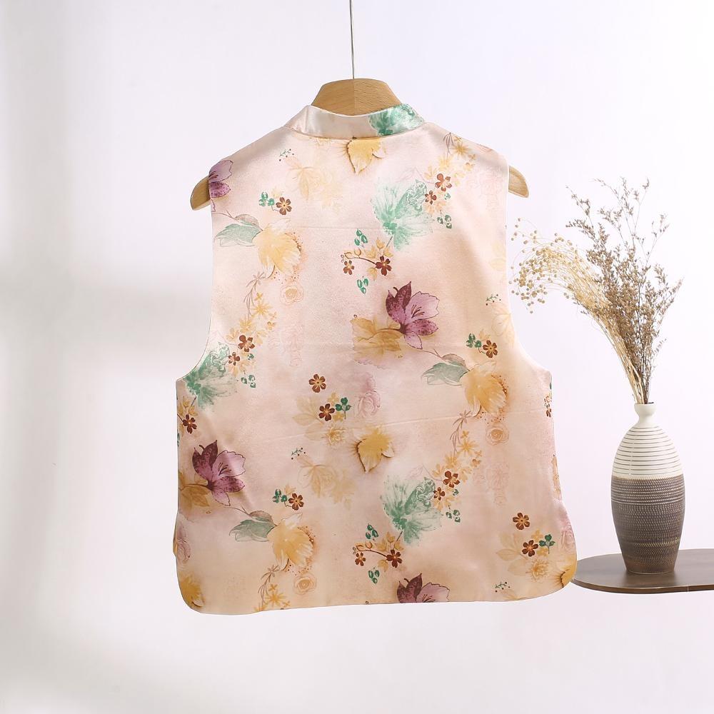 Vest Spring and Summer Jacquard New Stand-Up Collar Button Vest Sleeveless Top 2025 Vest