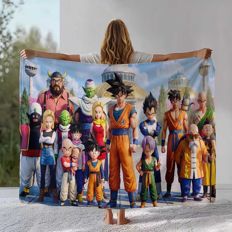 Anime D-Dragon Ball Game Cartoon Flannel Blanket,Ultra Soft Warm Plush Throw for Home Bedroom Bed Sofa Cover Office Camping