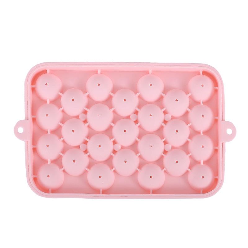 25-Grid Silicone Round Ice Ball Tray with Lid - Easy Release Fruit Ice Cube Mold