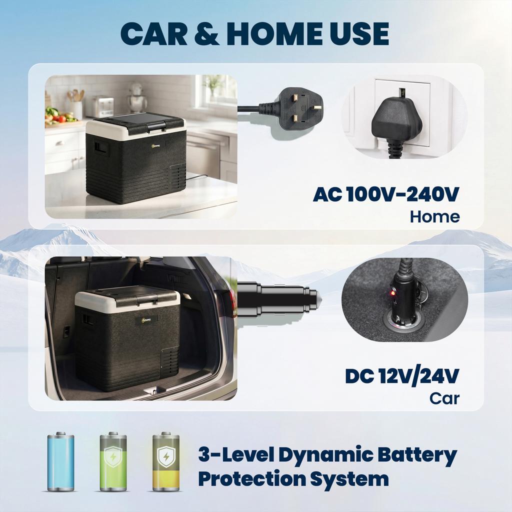 50L Portable Car Refrigerator - Grey and Black