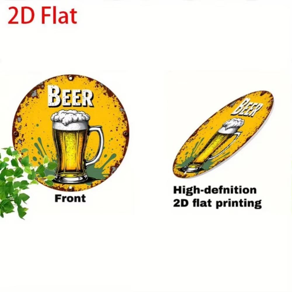 Retro Beer Metal Sign Wall Art Round Aluminum Foam Mug