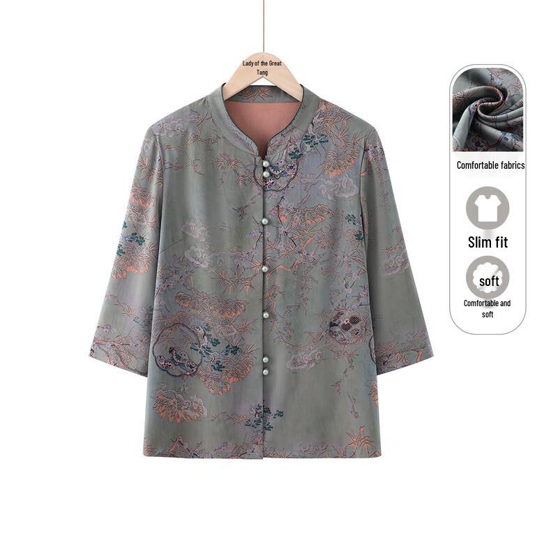 Women s Spring/Autumn Casual Stand-Up Collar Shirt 3XL