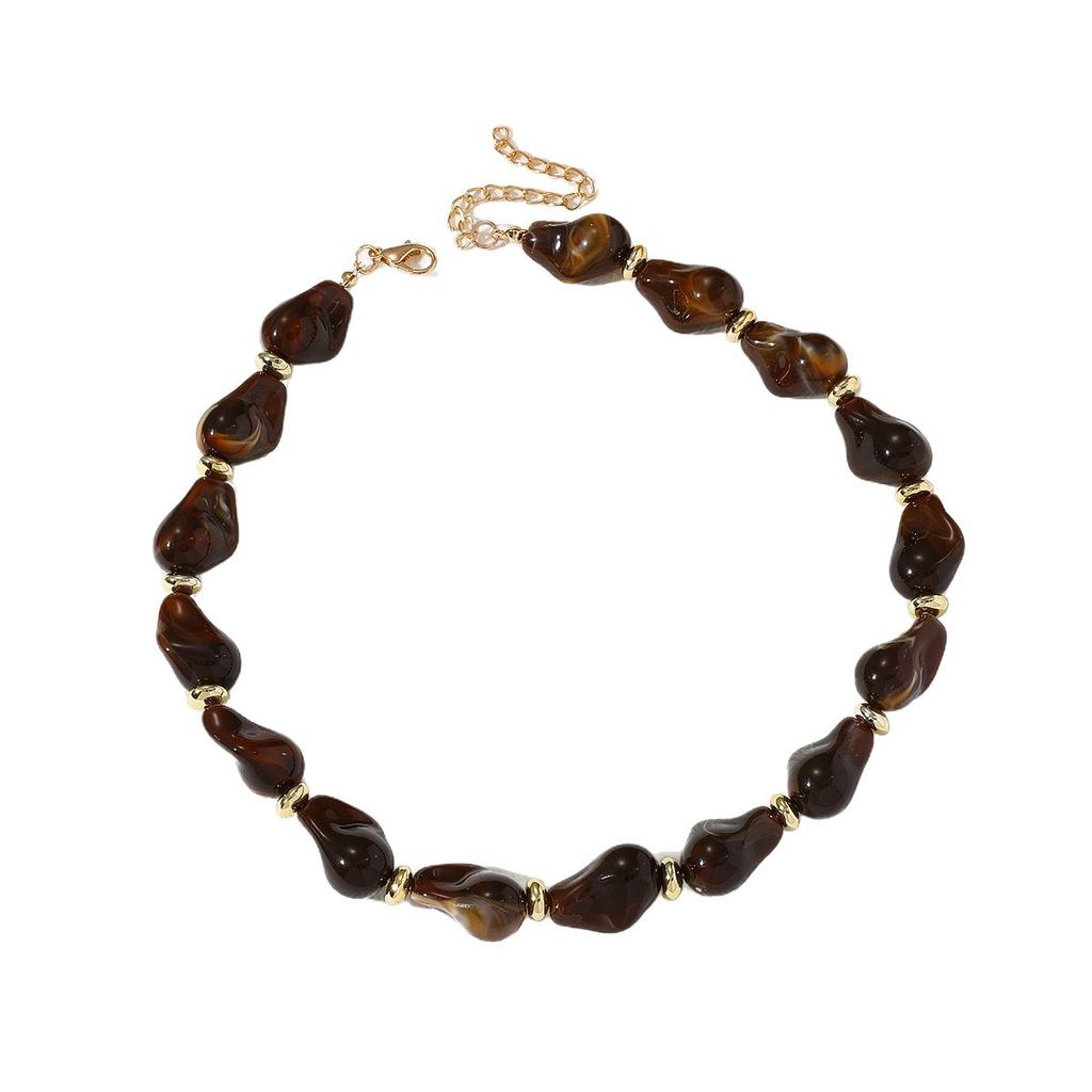 Acrylic Irregular Baroque Beaded Necklace Vintage Women Accessories