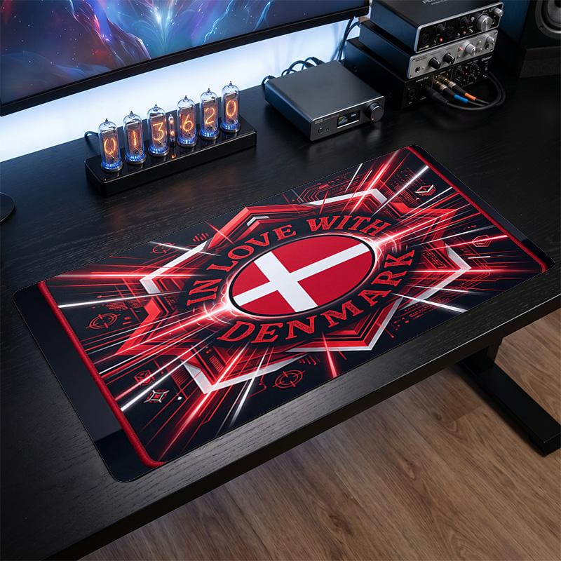 Denmark Football Crest Mouse Pad, Extended Non Slip Rubber Desk Mat for Gaming Office Laptop Fan Gift