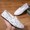 Fashion Men's Casual Shoes White Loafers Cleat Shoes Rhombus Line Decoration Adulto Driving Comfortable Casual Shoes Men Sneakers Flats