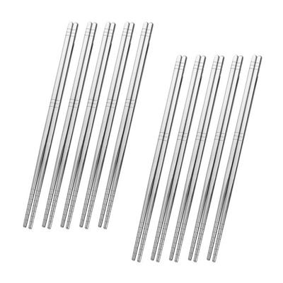 Bellobi Kitchen Home Stainless Steel 304 Double Chopsticks, 10 Pieces, Single Item, Korean Popular Tableware