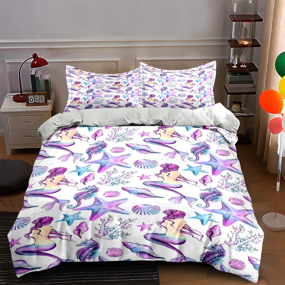 

Mermaids oceanic motifs Bedding Duvet cover sets Duvet covers Pillowcases gifts (1 * Duvet Cover 2 * Pillowcases, without duvet insert) 135x200cm