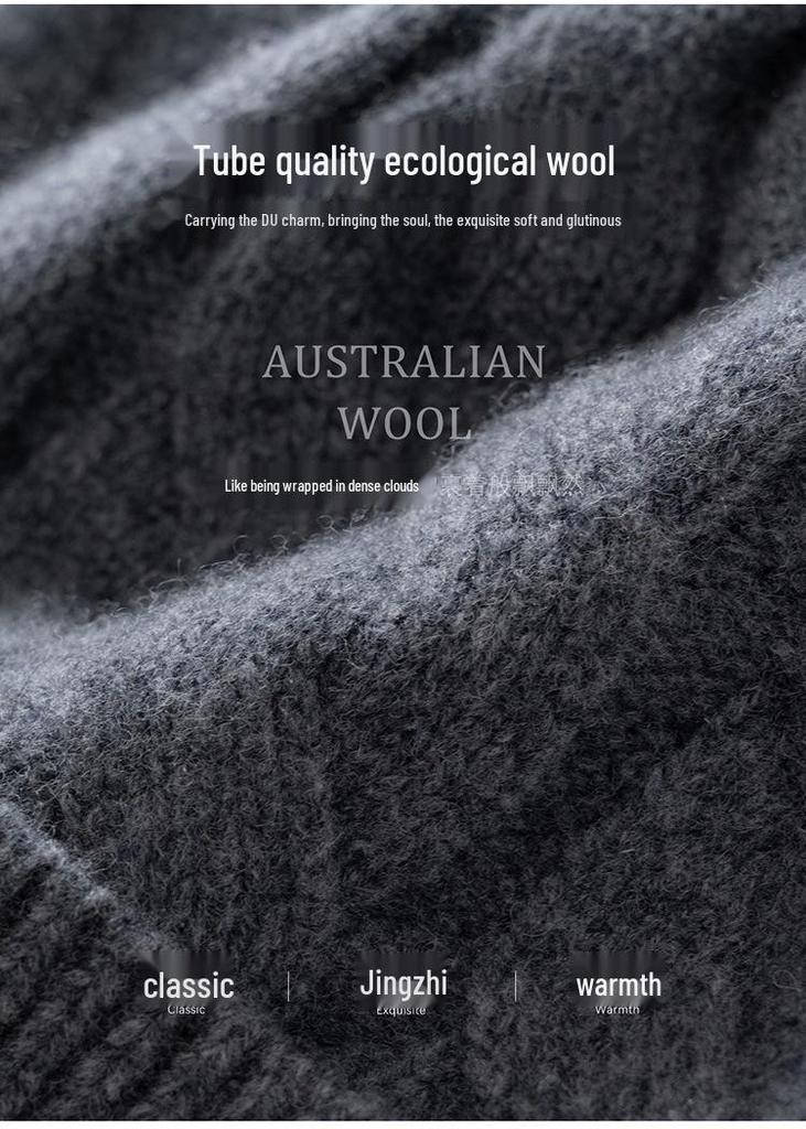 Heavyweight Thickened Wool Cashmere Knit Hat - Double Layer, Warm, Pure Color
