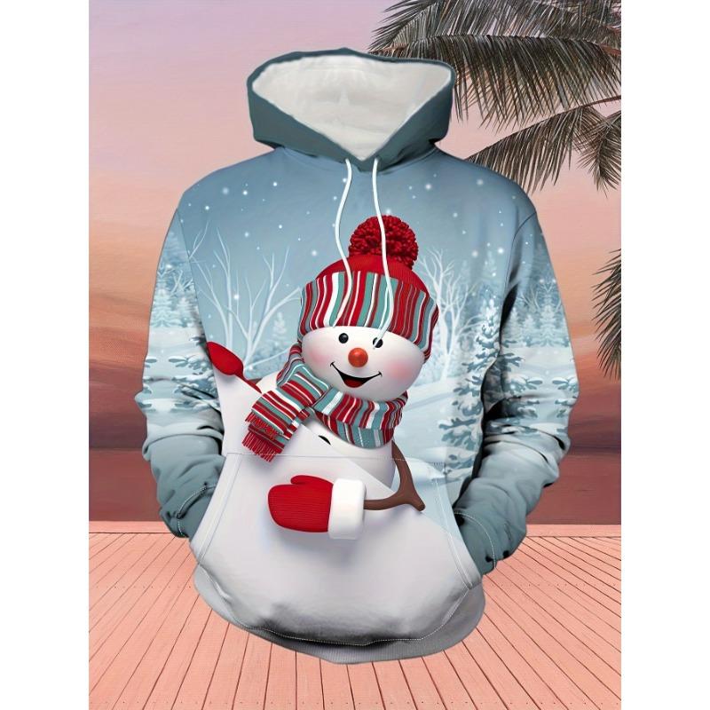 2024 Cartoon Christmas Elk Print Sweatshirts For Men New Year Party Clothes Fashion Trend X'mas Hooded Shirt Autumn Pullover