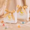 10pcs Party Supplies Silk Ribbon Eid Mubarak Gift Box Moon Star Unique Candy Bags Paper DIY Treat Box Holiday Decoration