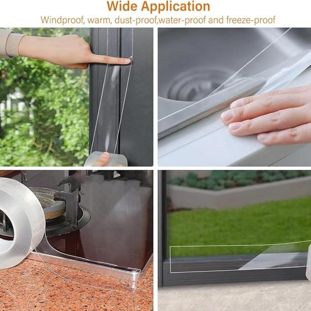 1pc 5mX5cm Window Sealing Tape  Window Clear Weather Stripping Caulk Tape Windproof Weatherproof Window Seal for Window Glass