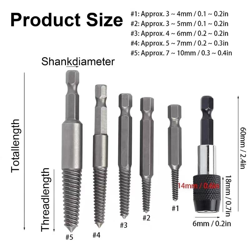 Screw Extractor & Twist Drill Bit Set Broken Bolt Remover Easily Remove Stripped Damaged Screws Drill Bit for Repairs