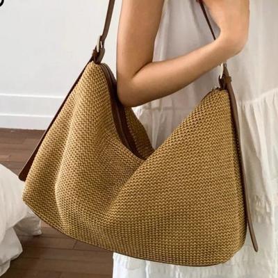 Ručně vyráběná niche proutěná taška Velkokapacitní Módní slaměná proutěná taška přes rameno Všestranná taška pro dojíždění