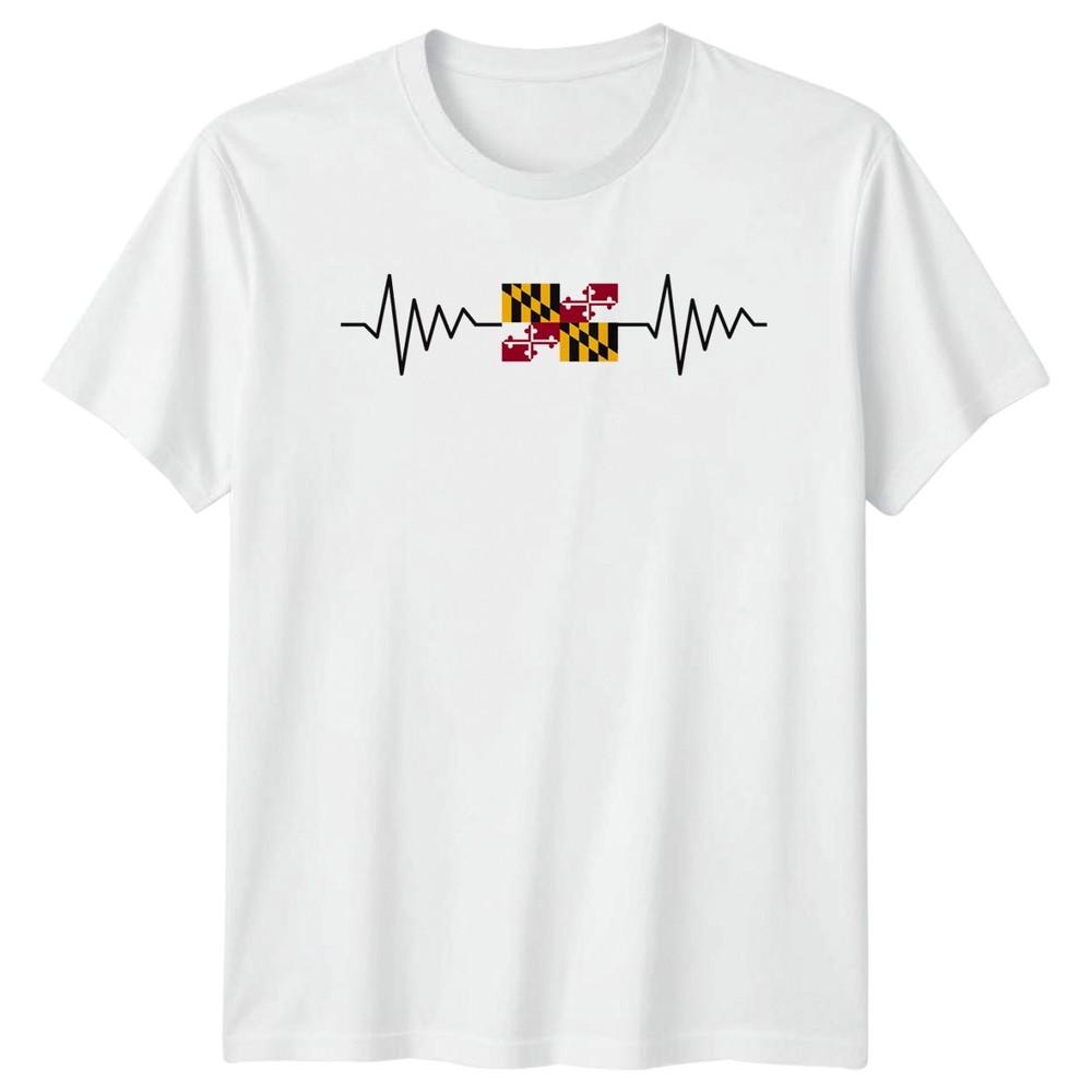 Maryland Flag Heartbeat TShirt Maryland Pride USA State Gift For Him And Her