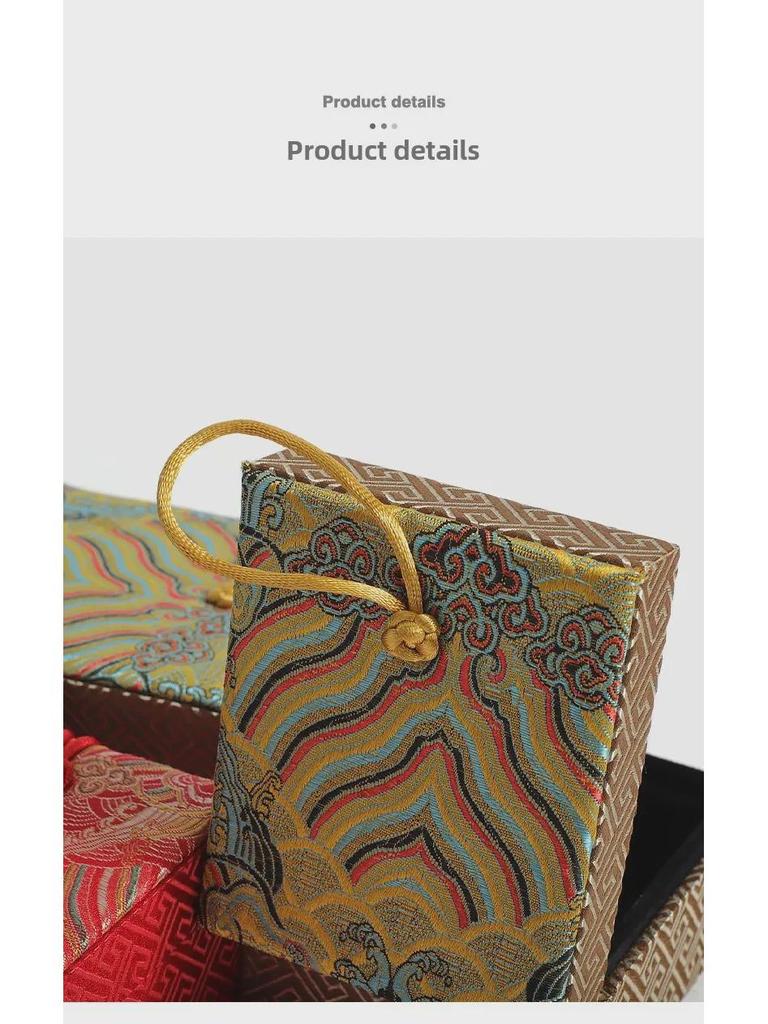 Brocade Bracelet, Rope Buckle Retro Jewelry Box; Pendant Necklace Storage for Jade and Play.