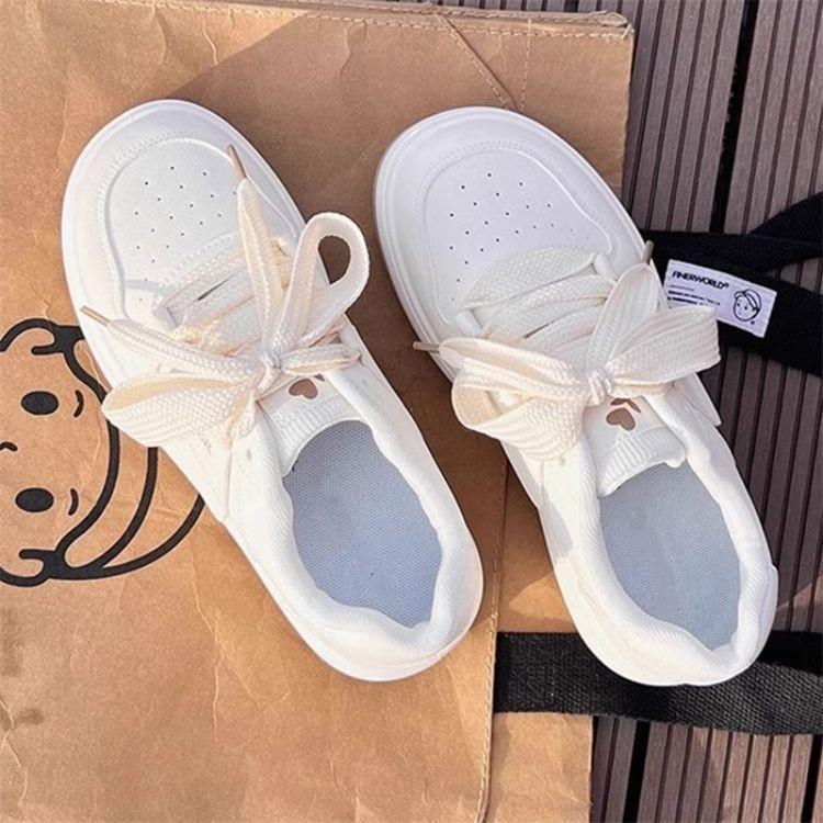 Round Head Platform White Shoes Children's Autumn New Ins Trendy Niche Versatile Light Breathable Casual Board Shoes