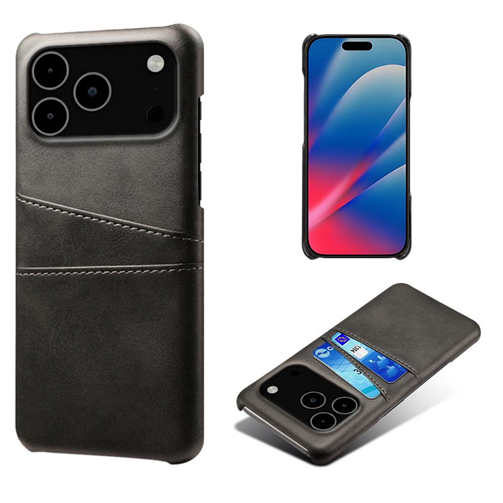 For iPhone 17 Pro Max Case Dual Card Slots PU Leather+Hard PC Phone Cover