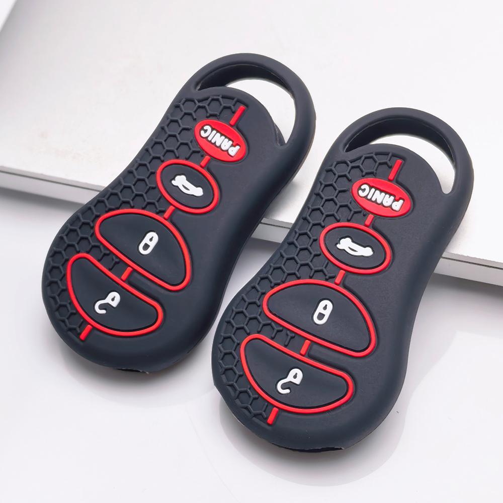 Key Fob Cover for Jeep Cherokee Charger Challenger Durango Grand Commander Magnum 300 Anti-Scratch Surface Shockproof Structure Soft Grip Texture