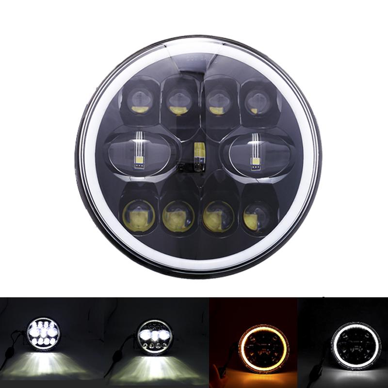 7 Inch Led Auto Headlight Motorcycle LED Headlight DRL Angel Eyes for Harley Honda Yamaha Urban Car H4 Headlamp