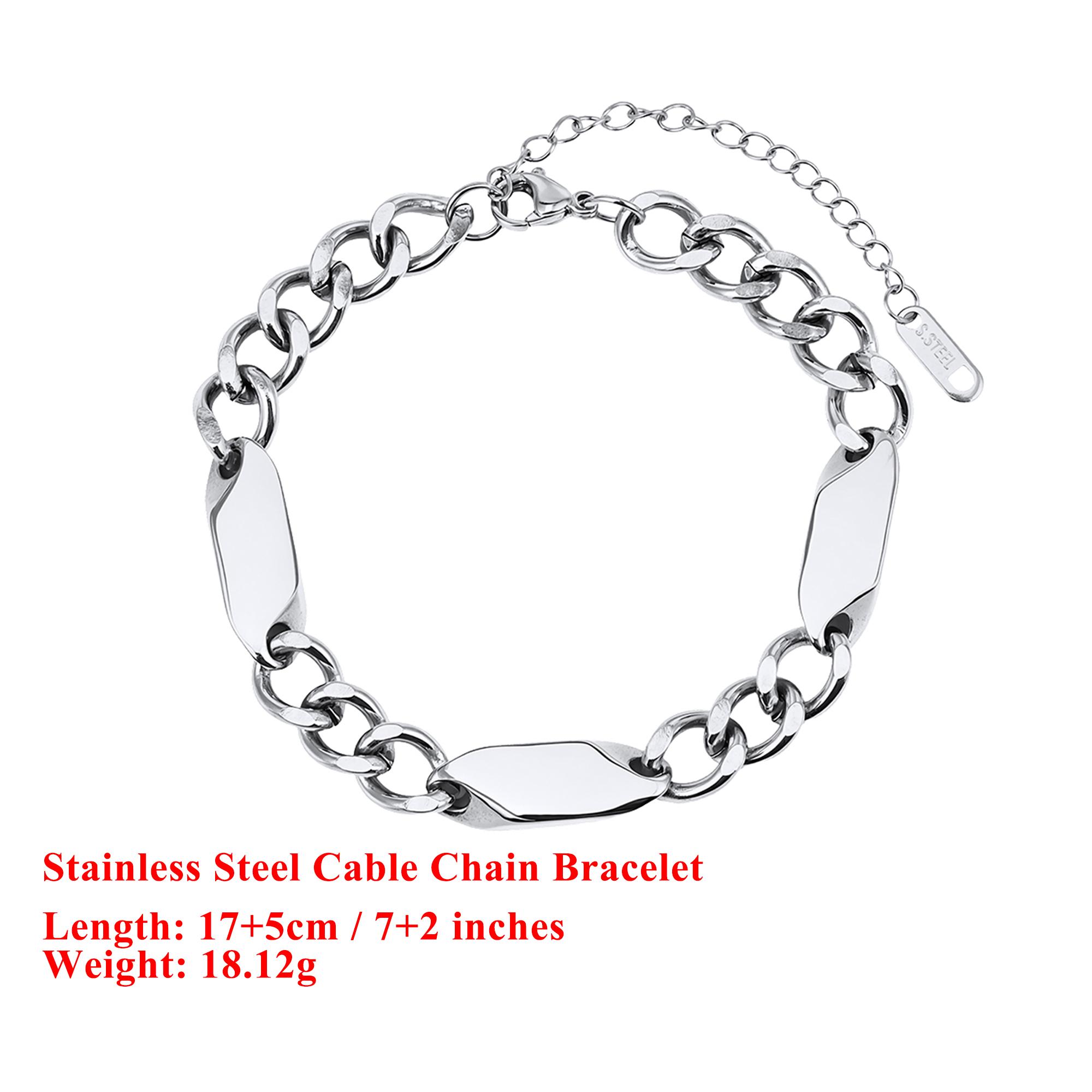 

EFFIE QUEEN 304 Stainless Steel 18k Gold Cable Chain Bracelet Simple Jewelry for Women, Men Wedding Party Banquet Gift STCB03 серебряный