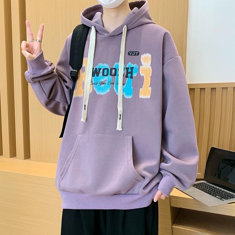 

New Sweatshirt Boy Hooded Loose Cool Top Junior High School High School Student Coat Printed Long Sleeve T-shirt M рожевий
