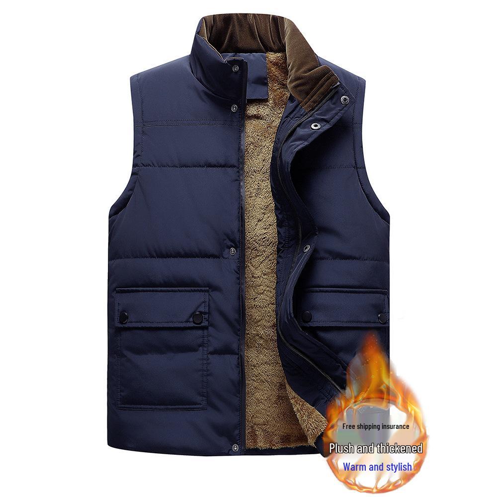 Men's Winter Fleece Vest: Thick, Warm, and Sleeveless for Middle-aged and Elderly