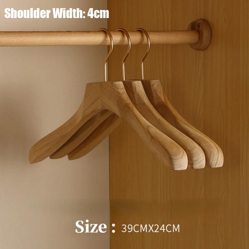 4cm Wide Shoulder Wooden Hanger,Cinnamomum Wood Clothes Rack with Velvet Crossbar,Suit Hangers with Non-Lacquer Smooth Surface