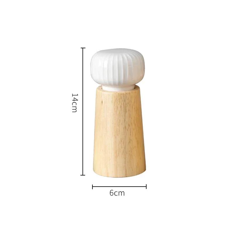 Spice Mill Salt and Pepper Grinder Refillable Shaker Manual Herbs Grinder Adjustable Ceramic Core Wooden Bottle Kitchen Tools